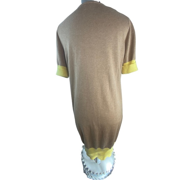 Mossimo Dutti Color Block Sweater Dress Short Sleeve Size XL Tan and Yellow - Picture 2 of 4